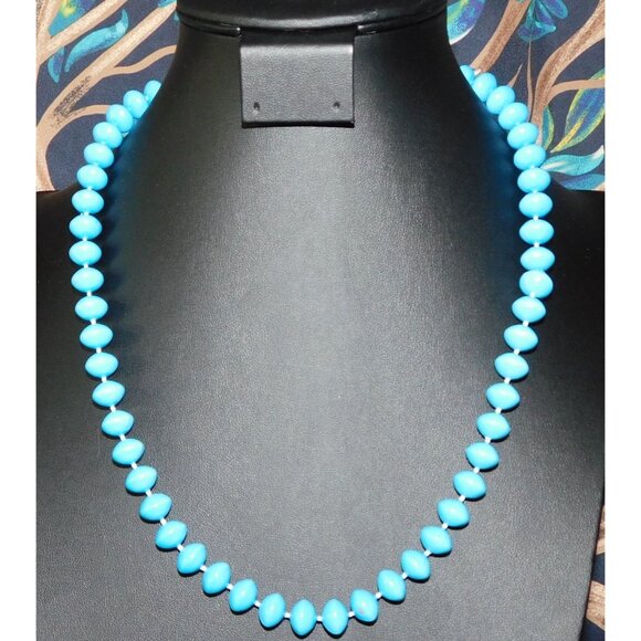 Simple Casual Sky  Blue  Beaded  Necklace - Picture 3 of 3